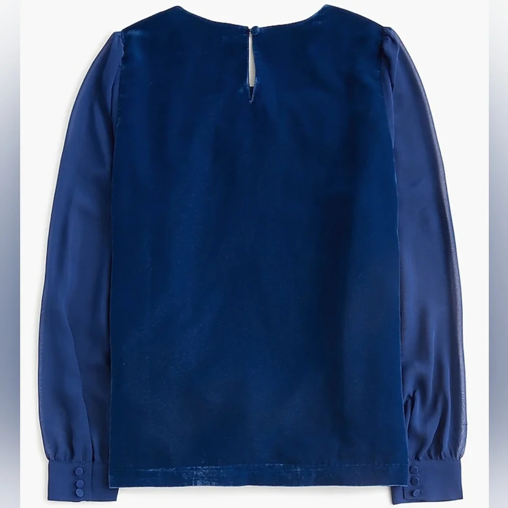 NWT J. Crew Velvet Puff Sleeve Top